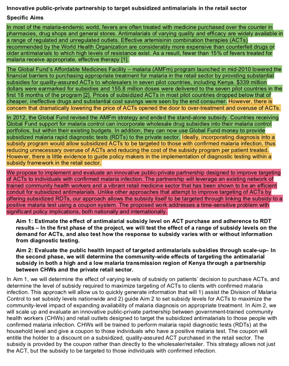 Specific aims page from the O'Meara lab. For a full resolution version, visit [https://tinyurl.com/y2k6jsa4](https://tinyurl.com/y2k6jsa4).